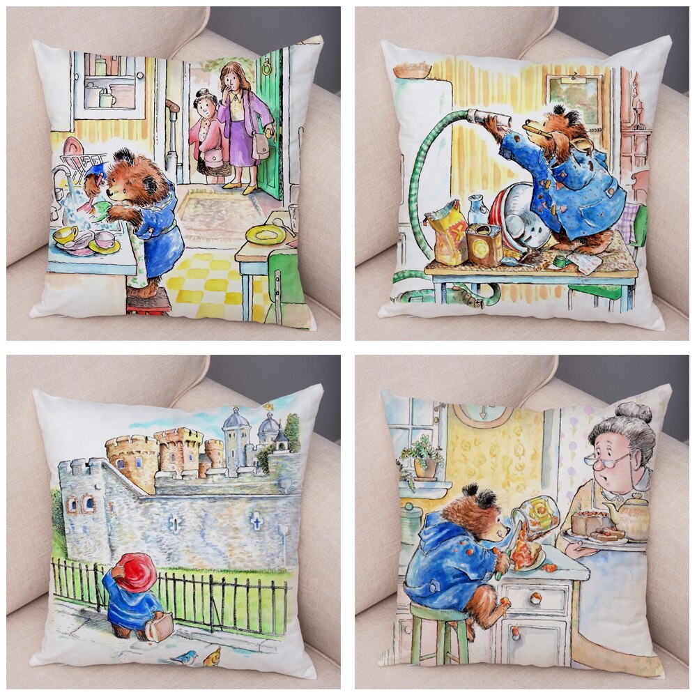 Cartoon Bear Cushion Cover